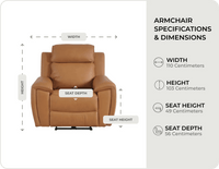 Leo Genuine Leather Caramel Armchair with Electric Power Recliner