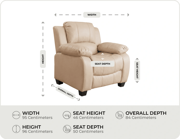 Veloura Cream Leather Armchair measurement