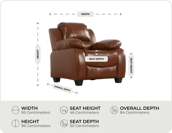 Veloura Tan Leather Armchair measurement