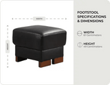 Dalmore Black Leather Footstool measurements