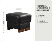 Dalmore Black Leather Footstool measurements