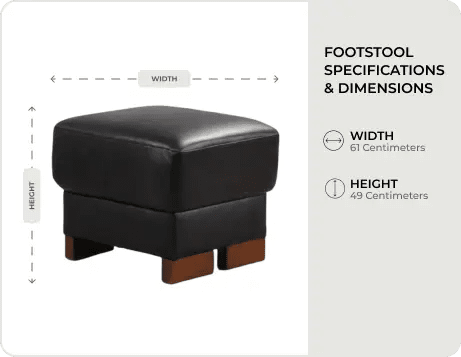 Dalmore Black Leather Footstool measurements