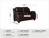 Veloura Brown Leather 2 Seater Sofa measurement