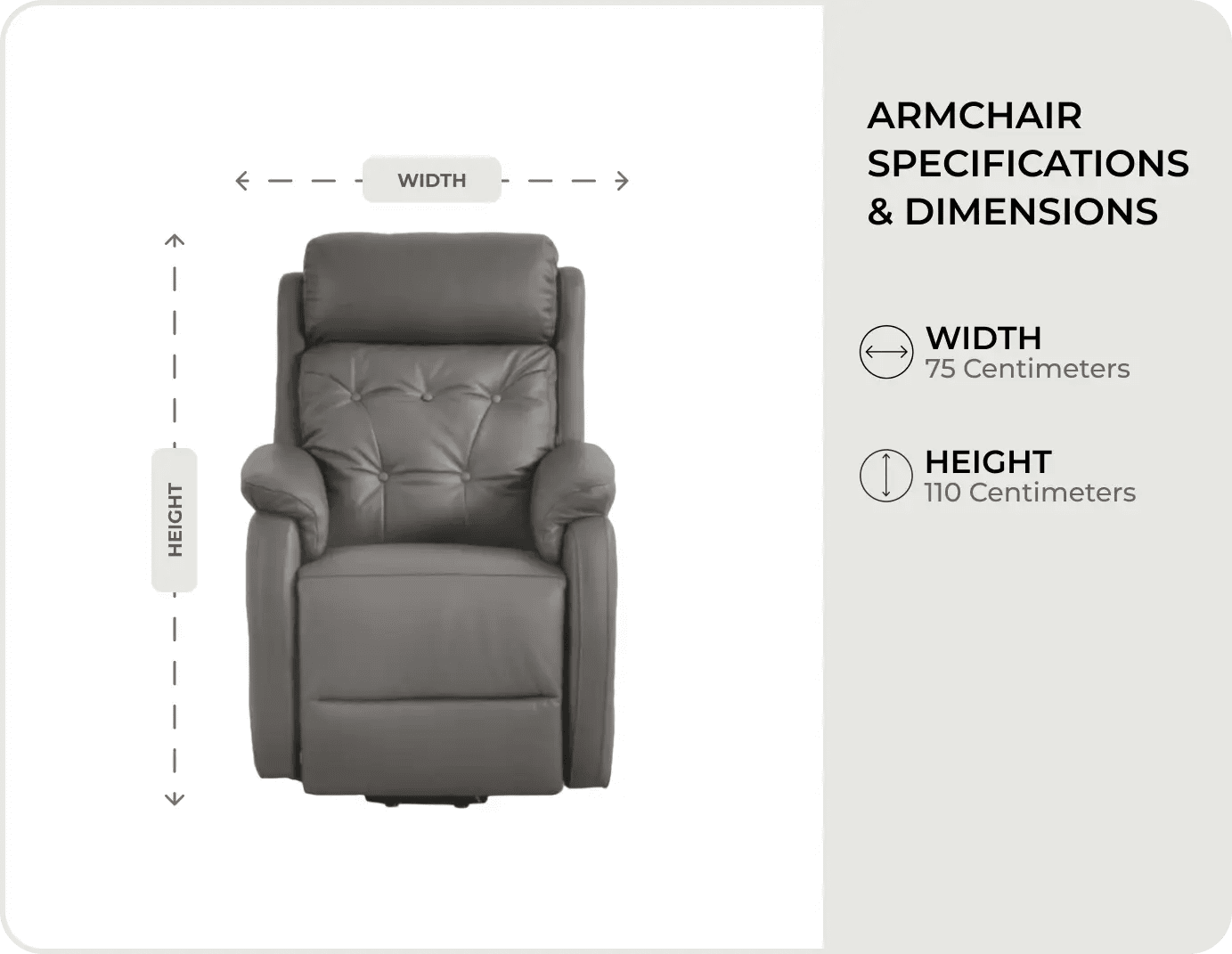 Oliver Genuine Leather Grey Rise & Recline Mobility Chair