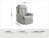 Derby Light Grey Fabric Rise & Recline Mobility Chair measurements