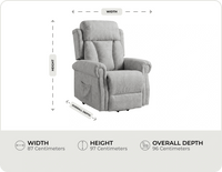 Derby Light Grey Fabric Rise & Recline Mobility Chair measurements