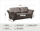 Cotswold Truffle Fabric 2 Seater Sofa measurements
