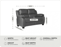Veloura Grey Leather 2 Seater Sofa measurement