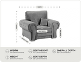 Florence High Back Grey Fabric Armchair measurements