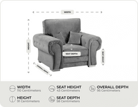 Florence High Back Grey Fabric Armchair measurements