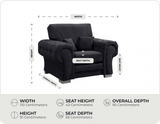 Florence High Back Black Fabric Armchair measurements