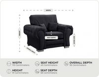 Florence High Back Black Fabric Armchair measurements