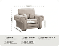 Florence High Back  Cream Fabric Armchair measurements