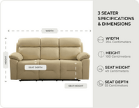 Milano Genuine Leather Cream Electric Power Recliner 3 Seater Sofa