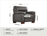 Dalmore Genuine Leather Grey Armchair Measurements
