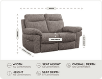 Lunaro Brown Fabric Electric Recliner 2 Seater Sofa measurements