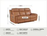 Leo Genuine Leather Caramel Electric Power Recliner 3 Seater Sofa
measurements
