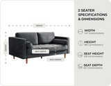 Scott Grey Velvet 2 Seater Sofa