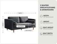 Scott Grey Velvet 2 Seater Sofa
