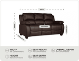 Veloura Brown Leather 3 Seater Sofa measurement