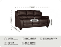 Veloura Brown Leather 3 Seater Sofa measurement