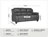 Veloura Grey Leather 3 Seater Sofa measurement 