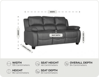 Veloura Grey Leather 3 Seater Sofa measurement 