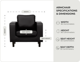 Box Black  Leather Armchair measurements