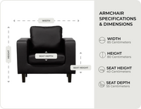 Box Black  Leather Armchair measurements