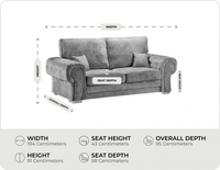 Florence High Back Grey Fabric 3 Seater Sofa measurements