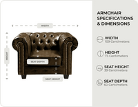 Chesterfield Brown Leather Antique Armchair - Sofa-Direct