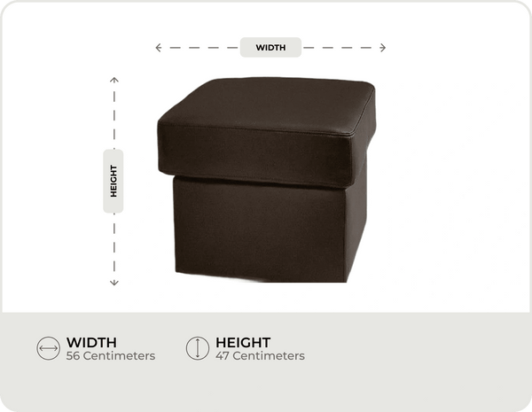 Veloura Brown Leather Footstool measurement