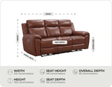 Leo Genuine Leather Tan Electric Power Recliner 3 Seater
measurements