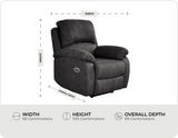Serano Grey Fabric Electric Armchair measurements