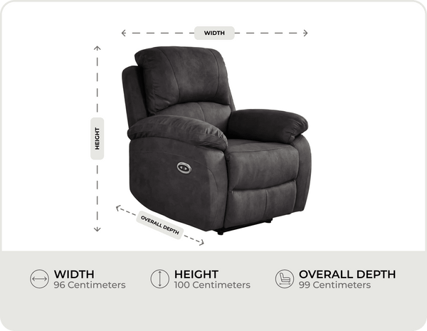 Serano Grey Fabric Electric Armchair measurements