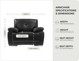 Brighton Black Leather Armchair measurements