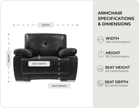 Brighton Black Leather Armchair measurements