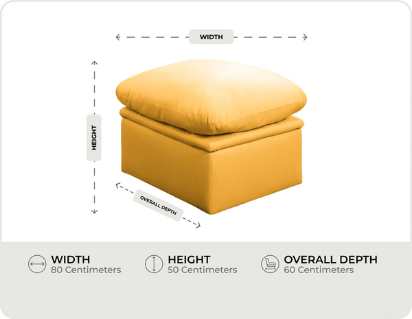 Florence Mustard Leather Footstool measurement