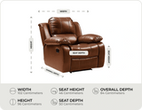 York Leather Tan Manual Recliner Armchair measurement