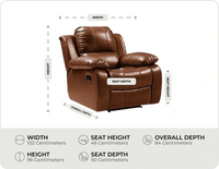York Leather Tan Manual Recliner Armchair measurement