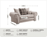 Florence Scatter Back Cream Fabric 2 Seater Sofa measurements