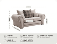 Florence Scatter Back Cream Fabric 2 Seater Sofa measurements