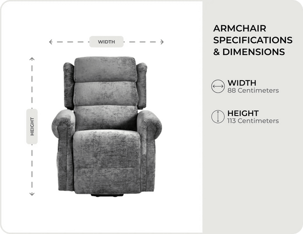 Cambridge Grey Fabric Rise & Recline Mobility Chair