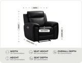 Leo Genuine Leather Black Electric Power Recliner Armchair measurements