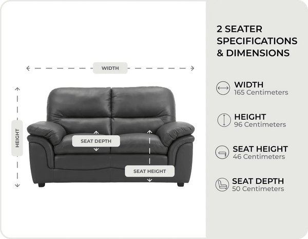 Florence Grey Leather 2 Seater Sofa