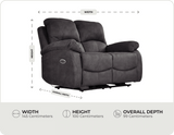 Serano Grey Fabric Electric Recliner 2 Seater Sofa measurements
