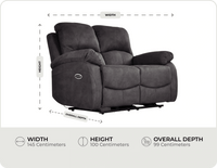Serano Grey Fabric Electric Recliner 2 Seater Sofa measurements