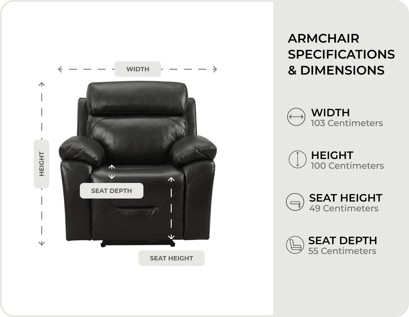 Milano Black Leather Electric Recliner Armchair
