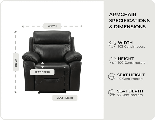 Milano Black Leather Electric Recliner Armchair