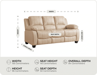 Veloura Cream Leather 3 Seater Sofa measurement